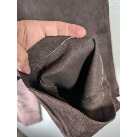 Vintage Bernardo Chocolate Brown suede leather straight leg pants womens 12 - Picture 7 of 7